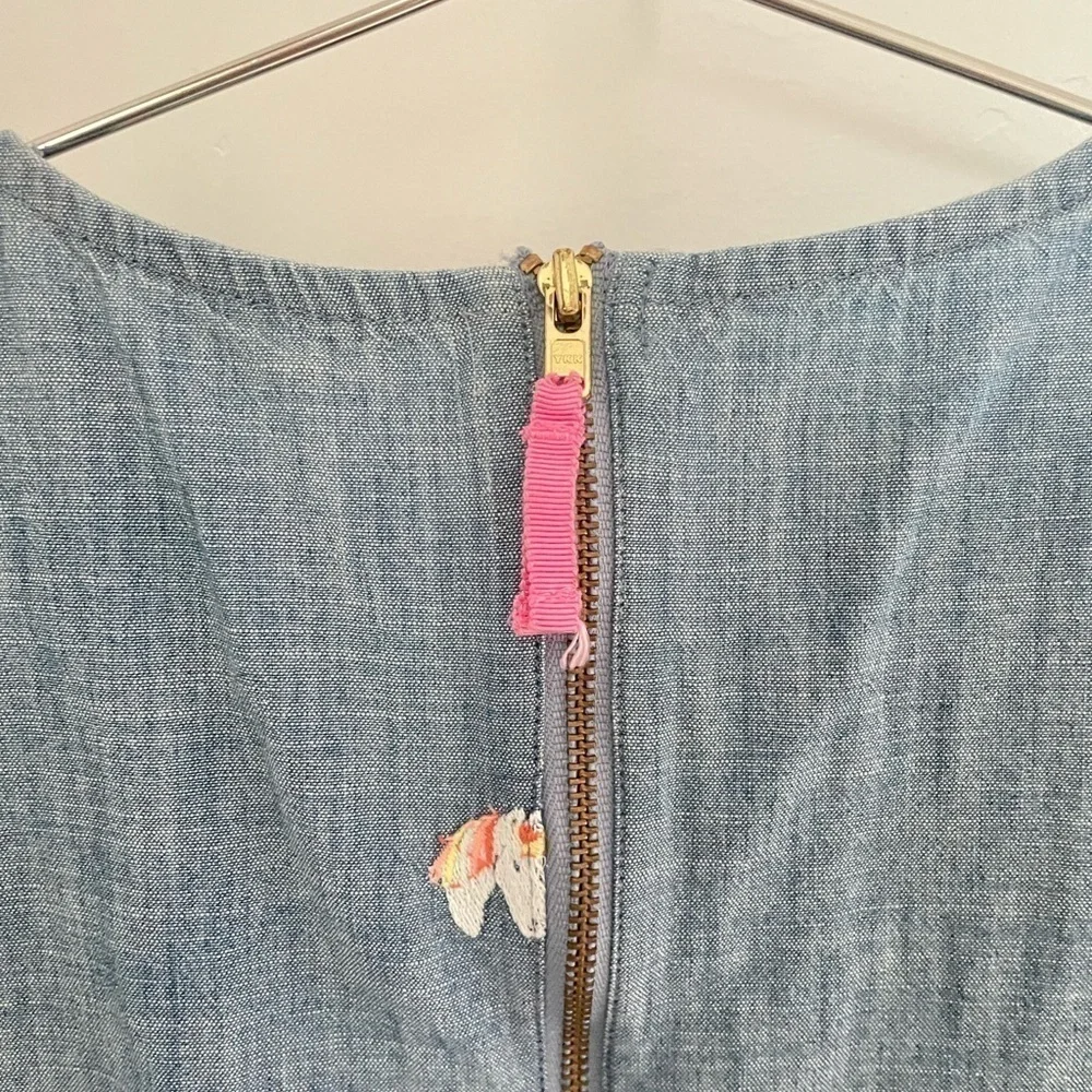 Crewcuts Unicorn Chambray Dress Ruffle Bottom NWOT size 10